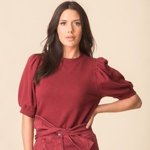 Ulla Johnson Burgundy Puff Sleeve Top